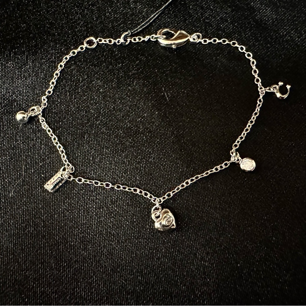 Coach Silver Charm Bracelet with Logo Accents - Picture 2 of 4